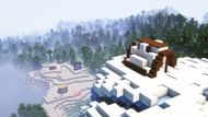 A picture of a hut and distant forest with complementary reimagined shaders in Minecraft 1.19.3 (Image via Mojang)